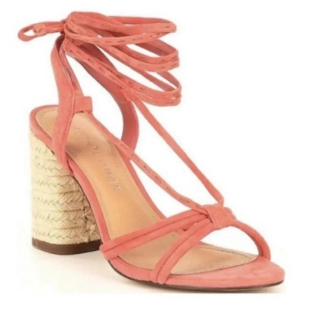 Gibson Latimer Coral Strappy Block Heel Leather Sandals womens size 8